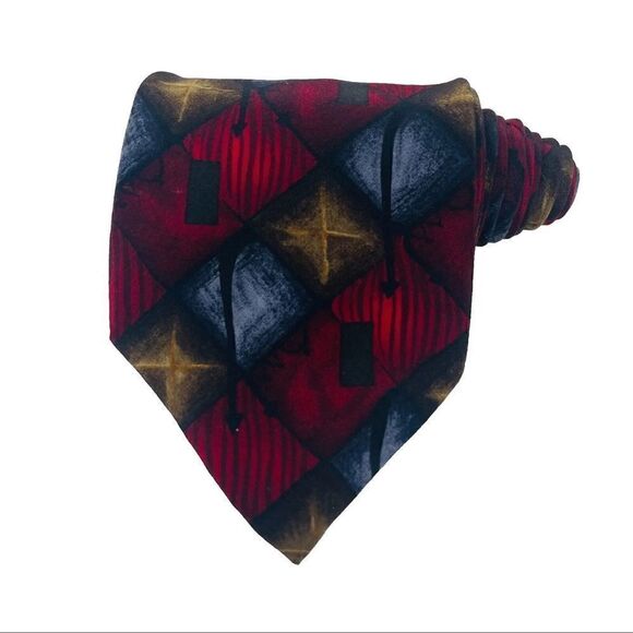 Jimmy V John Madden Collection Two Mens 100% Silk Necktie Stonehenge Made in USA - Picture 10 of 10